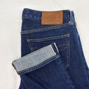 Lucchese Jesse Slim Straight Jeans 32 Denim Selvage Blue Pants Mens Dark Wash